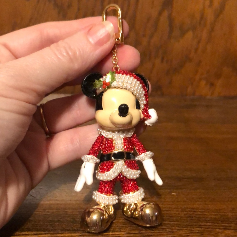 NIB-Disney x BaubleBar-Mickey Mouse Santa🎅🏼3D Bag Charm-Faux Pearls-$78
